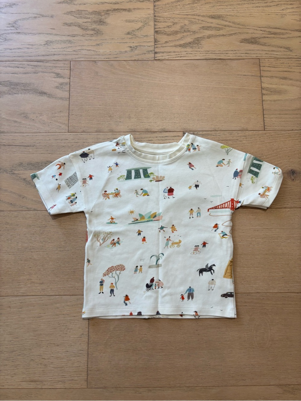 Pehr kid white explore the world novelty print tee, size 3T